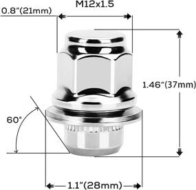 img 3 attached to 🔩 High-Quality Dynofit 12mmx1.5 OEM Wheel Lug Nuts: Chrome M12x1.5 Lug Nut Set for 5 Lug & 4 Lug Factory Wheels