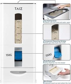 img 3 attached to 🍚 Taiz Rice Dispenser 25 pounds: Efficient Rice Storage Container for 25 lbs, Japanese Rice Holder, Kitchen Rice Box - Large Grain Dispenser with MAX 26 lbs Capacity