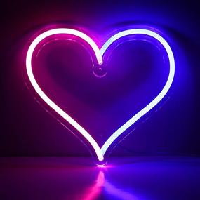 img 4 attached to Vibrant Heart Neon Night Light: Handmade LED Neon Sign for Kids Bedroom Wall Decor