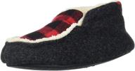 👢 dearfoams unisex kid's mason felted microwool and plaid bootie slipper, black, size 13-1 big kid medium logo