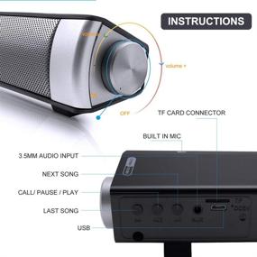 img 3 attached to 🔊 Bingxue Sound Bar: 10W Bluetooth TV Speakers with Wired & Wireless Connection, Built-in Mic - Silver