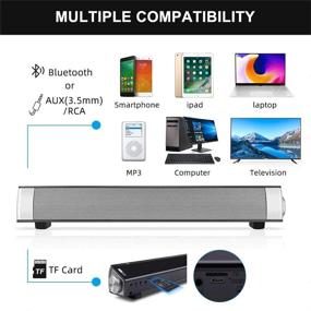 img 2 attached to 🔊 Bingxue Sound Bar: 10W Bluetooth TV Speakers with Wired & Wireless Connection, Built-in Mic - Silver