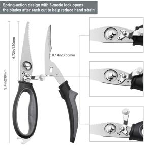 img 1 attached to 🔪 Кухонные ножницы повышенной прочности - нержавеющая сталь, мясо и продукты - Разборные, с пружинным механизмом, подходят для посудомоечной машины - Серый/Черный