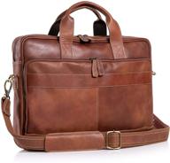 комалс 16-дюймовая кожаная сумка-портфель для ноутбука мессенджер для мужчин и женщин - лучшая сумка для офиса, школы и колледжа. логотип