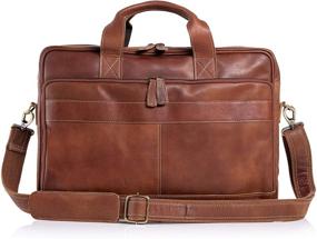 img 3 attached to КомалС 16-дюймовая кожаная сумка-портфель для ноутбука мессенджер для мужчин и женщин - лучшая сумка для офиса, школы и колледжа.