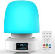 🔈 bluetooth speaker night light lamp - alarm clock, color changing, dimmable led bedside table lamps for bedroom living room, smart nightlight for teens kids girls baby nursery adults christmas gifts logo