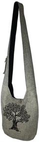 img 2 attached to 🌳 Серая сумка-перекладина большого размера с деревом по справедливой торговле: стиль хиппи хобо цыганского богемного типа