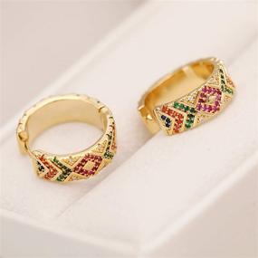 img 2 attached to 🌈 Gold Plated Huggie Earrings for Women and Girls with Rainbow Cubic Zirconia - YUEPIN Hoop Earrings