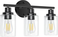 💡 black vanity light with clear glass shades - 3-light bathroom wall sconces lighting fixture by watyo for mirror, kitchen, living room, bedroom, hallway логотип