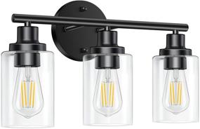 img 4 attached to 💡 Black Vanity Light with Clear Glass Shades - 3-Light Bathroom Wall Sconces Lighting Fixture by Watyo for Mirror, Kitchen, Living Room, Bedroom, Hallway