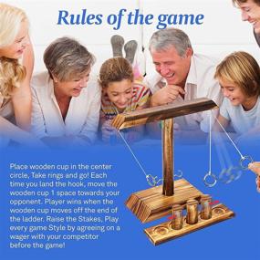 img 1 attached to Agore Ring Toss Game - Hook and Ring Shot Ladder, Interactive Wooden Game for Home and Party Fun