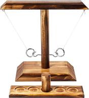 agore ring toss game - hook and ring shot ladder, interactive wooden game for home and party fun logo