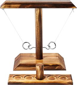 img 4 attached to Agore Ring Toss Game - Hook and Ring Shot Ladder, Interactive Wooden Game for Home and Party Fun