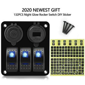 img 2 attached to 🚗 FABOOD F 3 Gang Aluminum Rocker Switch Panel with Digital Voltmeter, Dual USB, and LED Backlit - Ideal for Vehicles, Trucks, Boats, Cars, Marine, RV - Waterproof