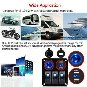 img 3 attached to 🚗 FABOOD F 3 Gang Aluminum Rocker Switch Panel with Digital Voltmeter, Dual USB, and LED Backlit - Ideal for Vehicles, Trucks, Boats, Cars, Marine, RV - Waterproof