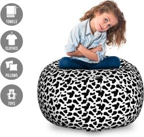 img 2 attached to 🐄 Shop the Ambesonne Cow Print Storage Toy Bag Chair - Large Size, Charcoal White, Stuffed Animal Organizer