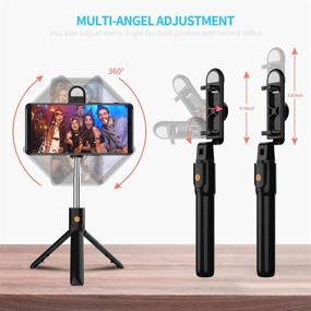img 2 attached to Black Selfie Stick Tripod with Bluetooth, Fill Light, and Wireless Remote - Versatile, Portable, and Compatible with iPhone and Android Smartphone