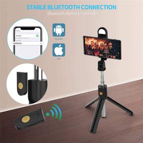 img 1 attached to Black Selfie Stick Tripod with Bluetooth, Fill Light, and Wireless Remote - Versatile, Portable, and Compatible with iPhone and Android Smartphone