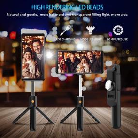 img 3 attached to Black Selfie Stick Tripod with Bluetooth, Fill Light, and Wireless Remote - Versatile, Portable, and Compatible with iPhone and Android Smartphone