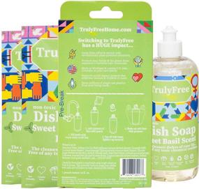img 3 attached to 🌿 Truly Free Dish Soap Liquid Starter Kit - Natural Formula, Gentle on Skin - Sweet Basil Fresh Scent - 16-oz Pop-Top Squeeze Bottle, 2 Refills - No Harmful Ingredients