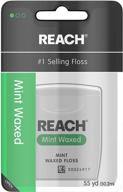 refreshing mint flavored reach waxed dental floss for plaque and food removal - 55 yards logo