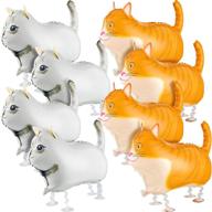 🎈 8 pieces walking animal cat balloons: foil air walkers for cat theme party supplies, baby shower, wedding, and birthday decorations in 2 color options логотип