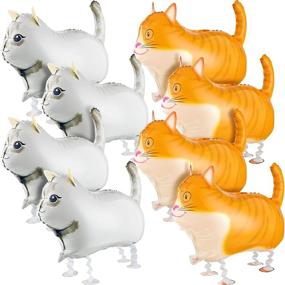 img 4 attached to 🎈 8 Pieces Walking Animal Cat Balloons: Foil Air Walkers for Cat Theme Party Supplies, Baby Shower, Wedding, and Birthday Decorations in 2 Color Options