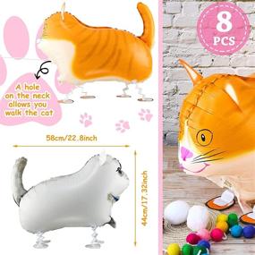 img 2 attached to 🎈 8 Pieces Walking Animal Cat Balloons: Foil Air Walkers for Cat Theme Party Supplies, Baby Shower, Wedding, and Birthday Decorations in 2 Color Options