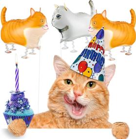 img 3 attached to 🎈 8 Pieces Walking Animal Cat Balloons: Foil Air Walkers for Cat Theme Party Supplies, Baby Shower, Wedding, and Birthday Decorations in 2 Color Options