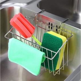 img 2 attached to Stainless Steel Sink Caddy: Kitchen Sponge Holder & Organizing Solution for Dishwashing Liquid, Soap, and More!