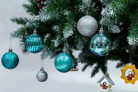 img 4 attached to 🎄 Auxo-Fun 1.57" 28ct Turquoise Blue Shatterproof Christmas Ball Ornaments - Classic Finishes - Christmas Tree Decoration