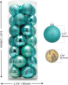 img 3 attached to 🎄 Auxo-Fun 1.57" 28ct Turquoise Blue Shatterproof Christmas Ball Ornaments - Classic Finishes - Christmas Tree Decoration