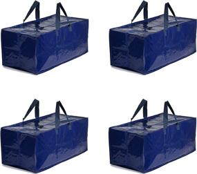 img 4 attached to 🌎 Earthwise Heavy Duty Extra Large Moving Bags with Backpack Straps, Strong Handles, and Zippers - Space Saving Storage Totes, Fold Flat, Eco-Friendly Alternative to Moving Box (Blue, Set of 4)