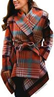 🧥 chicwish wool blend coat with earth tone check, black white grid, black, and plum - turn down shawl collar logo