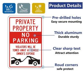 img 2 attached to Private Property No Parking Violators Will Be Towed Sign (4 Pack)