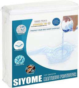 img 4 attached to 💧 Enhanced Waterproof Full Mattress Protector by Siyome - Washable 50 Times, 14" Deep Pocket, Breathable & Noiseless - Top Smooth Vinyl Free White Fitted Sheet