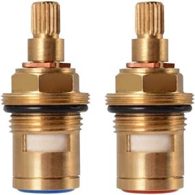 img 1 attached to 🚿 Highly Efficient Brass Ceramic Stem Disc Cartridge Faucet Valve Replacement for Bathroom Kitchen Tap - 1/2" Quarter Turn (1 Pair Hot & Cold)