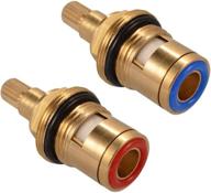 🚿 highly efficient brass ceramic stem disc cartridge faucet valve replacement for bathroom kitchen tap - 1/2" quarter turn (1 pair hot & cold) логотип