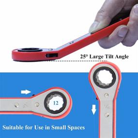 img 2 attached to 🔧 Набор рожковых ключей GOSWIFT Offset Ratcheting - Профессиональная закаленная сплавная сталь, 5 штук, обратнонаправленные двусторонние кольцевые гаечные ключи - Универсальные SAE, Цветной дизайн