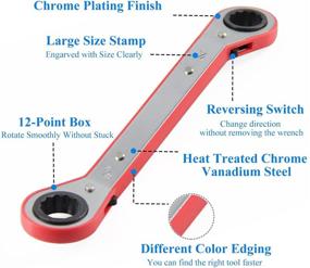 img 1 attached to 🔧 Набор рожковых ключей GOSWIFT Offset Ratcheting - Профессиональная закаленная сплавная сталь, 5 штук, обратнонаправленные двусторонние кольцевые гаечные ключи - Универсальные SAE, Цветной дизайн