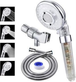 img 4 attached to 🚿 High Pressure & Water Saving Handheld Showerhead Set with Filter, Hose, and Adjustable Arm Bracket – 3-Settings, Water Stop Mode – Ideal for Dry Hair & Skin SPA