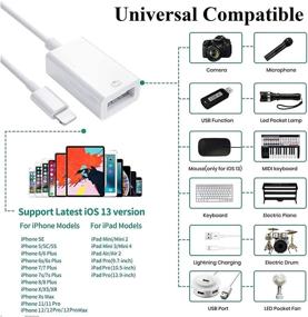 img 1 attached to Apple MFi Certified Lightning to USB Camera Adapter: USB 3.0 OTG Data Sync Cable for iPhone/iPad, Supports Card Reader, USB Flash Drive, Mouse, Keyboard, Hubs - Plug and Play