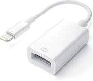 apple mfi certified lightning to usb camera adapter: usb 3.0 otg data sync cable for iphone/ipad, supports card reader, usb flash drive, mouse, keyboard, hubs - plug and play logo