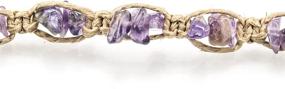 img 3 attached to 🔮 Плетеный браслет на щиколотке из конопли в стиле БлуРика с чипсами полудрагоценного камня - Аметист.