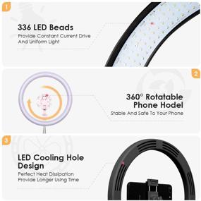 img 1 attached to 📸 11.4'' Desktop Selfie Ring Light with Stand and Phone Holder - Portable Dimmable LED Ring Light for Live Stream, YouTube Video, TikTok, Makeup (Black)