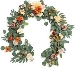 img 4 attached to 🌿 Exquisite Ling's Moment Eucalyptus Garland with Flowers 6FT - Stunning Table Runner for Terracotta-themed Wedding Centerpieces, Bridal Shower, Rehearsal Dinner