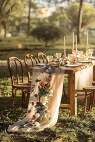 img 1 attached to 🌿 Exquisite Ling's Moment Eucalyptus Garland with Flowers 6FT - Stunning Table Runner for Terracotta-themed Wedding Centerpieces, Bridal Shower, Rehearsal Dinner