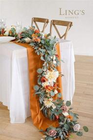 img 2 attached to 🌿 Exquisite Ling's Moment Eucalyptus Garland with Flowers 6FT - Stunning Table Runner for Terracotta-themed Wedding Centerpieces, Bridal Shower, Rehearsal Dinner