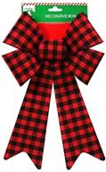 🎀 stunning 14.5-inch red and black buffalo plaid bow by greenbrier christmas house logo