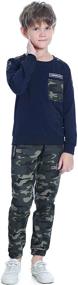 img 2 attached to 👕 Comfy Cotton Long Sleeve T-shirts and Camouflage Pants Set for Boys - Stylish Sweatsuits for Casual Outfits